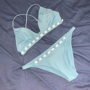 Shell Blue Bikini Top